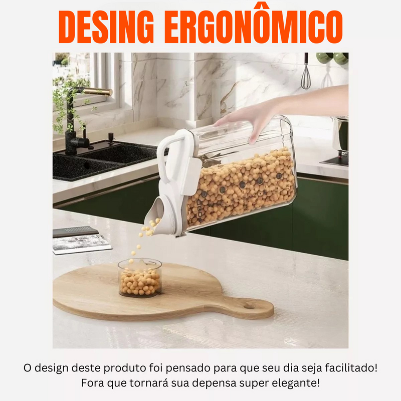 Kit Savefood™ - Dispenser De Vidro Para Alimentos + Potes organizadores de brinde