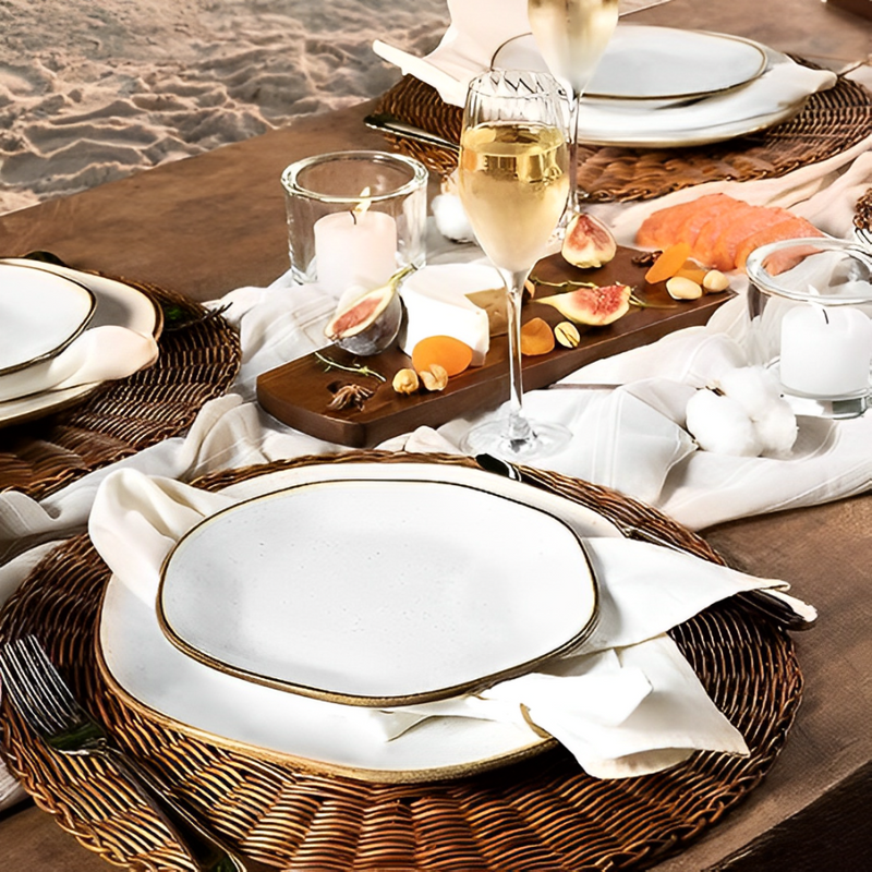 Kit 54 Aparelhos de Jantar em Porcelana de Luxo Oxford® + 6 Taças e Faqueiro de brinde