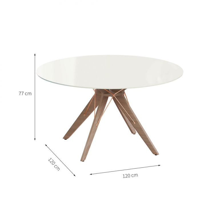 Mesa de Jantar Redonda Spacy Off White e Freijó 120 cm