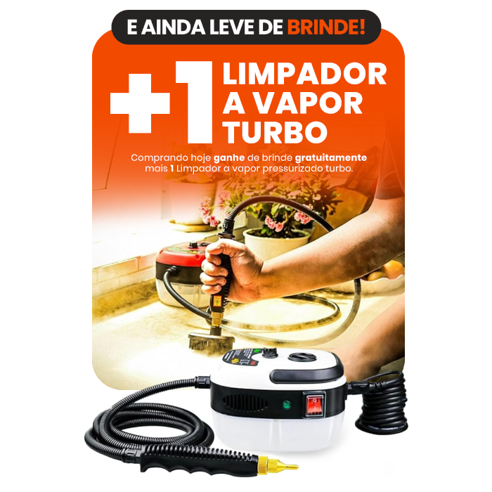 Limpador a Vapor Pressurizado Turbo 2500W – Potência e Eficiência na Limpeza - COMPRE 1 LEVE 2