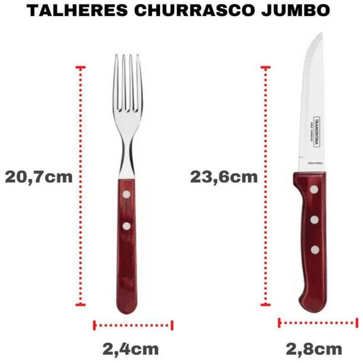 Jogo de Talheres Jumbo 12 Peças Tramontina Churrasco Lâminas