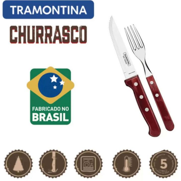 Jogo de Talheres Jumbo 12 Peças Tramontina Churrasco Lâminas