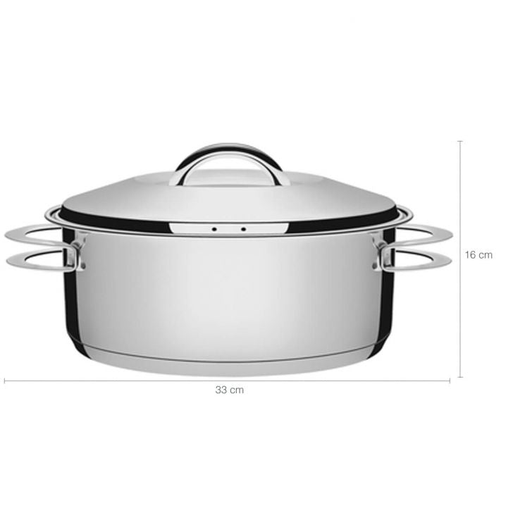 Panela de Fundo Triplo Rasa 4,7L Caçarola Inox com Tampa 24cm Tramontina Solar