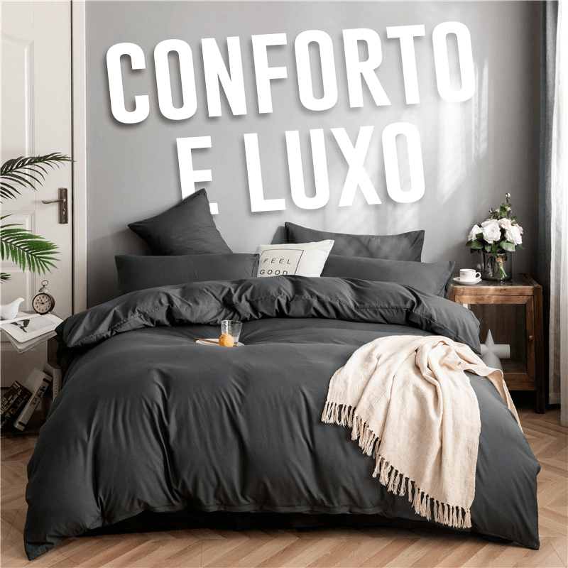 Jogo de Cama 4 Peças de Luxo em Algodão 100% Puro